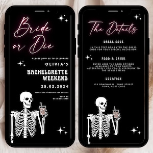 Bride or Die Bachelorette Party Invite, Till Death Do Us Party Bachelorette Invite, Gothic Bachelorette Party Invitation, Skull Bachelorette