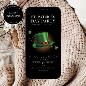 St. Patrick&#39;s Day Party Invitation, St. Paddys Day Invite, Shamrock Party Invite, Irish Party Invitation, St. Patricks Day Digital Invite