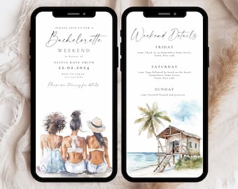 Beach Bachelorette Weekend Invitation Template, Tropical Bachelorette Invite, Beach Bachelorette Invite, Digital Bachelorette Beach Invite