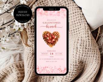 Galentines Brunch Invitation, Pink Galentines Day Party Invitation Template, Valentines Day Party Invitation, Digital Galentines Invitation