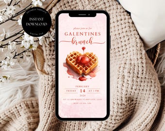 Digital Galentines Day Party Invitation, Editable Galentines Day Invitation, Valentines Brunch Invite, Pink Galentines Brunch Invite