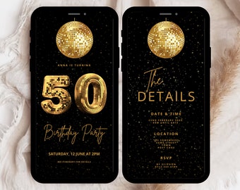 Digital 50th Birthday Invitation, 50th Birthday Party Invitation Template, 50th Editable Invitation, 50th Text Invite, 50th Party Evite