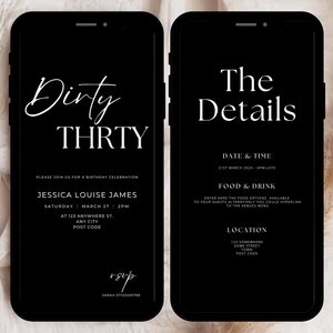 Dirty Thirty Birthday Digital Invitation | Dirty 30 Invite |  30th E-Invite | Dirty Thirty Digital Birthday Invitation | Online Invite 30th