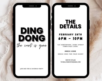 Ding Dong Divorce Party Invitation, Digital Template