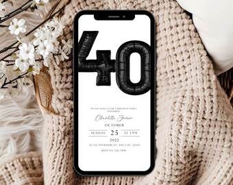 40. Geburtstagsparty Einladung Vorlage, 40. digitale Einladung, bearbeitbare 40. Geburtstag einladen, Sofort Download,