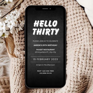 Men&#39;s 30th Birthday Digital Invitation Template, Men&#39;s Birthday Invite for Him Digital, 30th Birthday Party Invitation, 30th Mobile Invite