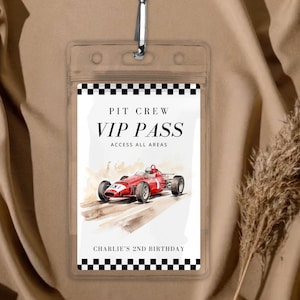 Pit Crew Racing VIP Pass Template, Race Car VIP Pass Boy Racing Birthday Pit Crew VIP Pass Landyard Template, Printable Vip Pass, Vip Passes