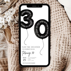 Modello di invito per il 30° compleanno, invito digitale per il 30° compleanno, modello di invito per la festa del 30° compleanno, invito digitale per il 30° compleanno, invito per il 30° compleanno