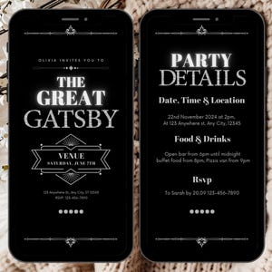 Gatsby 1920s Party Invitation, Editable Art Deco Birthday Invite, Roaring 20s Theme, Great Gatsby Invitation Template, Digital Download