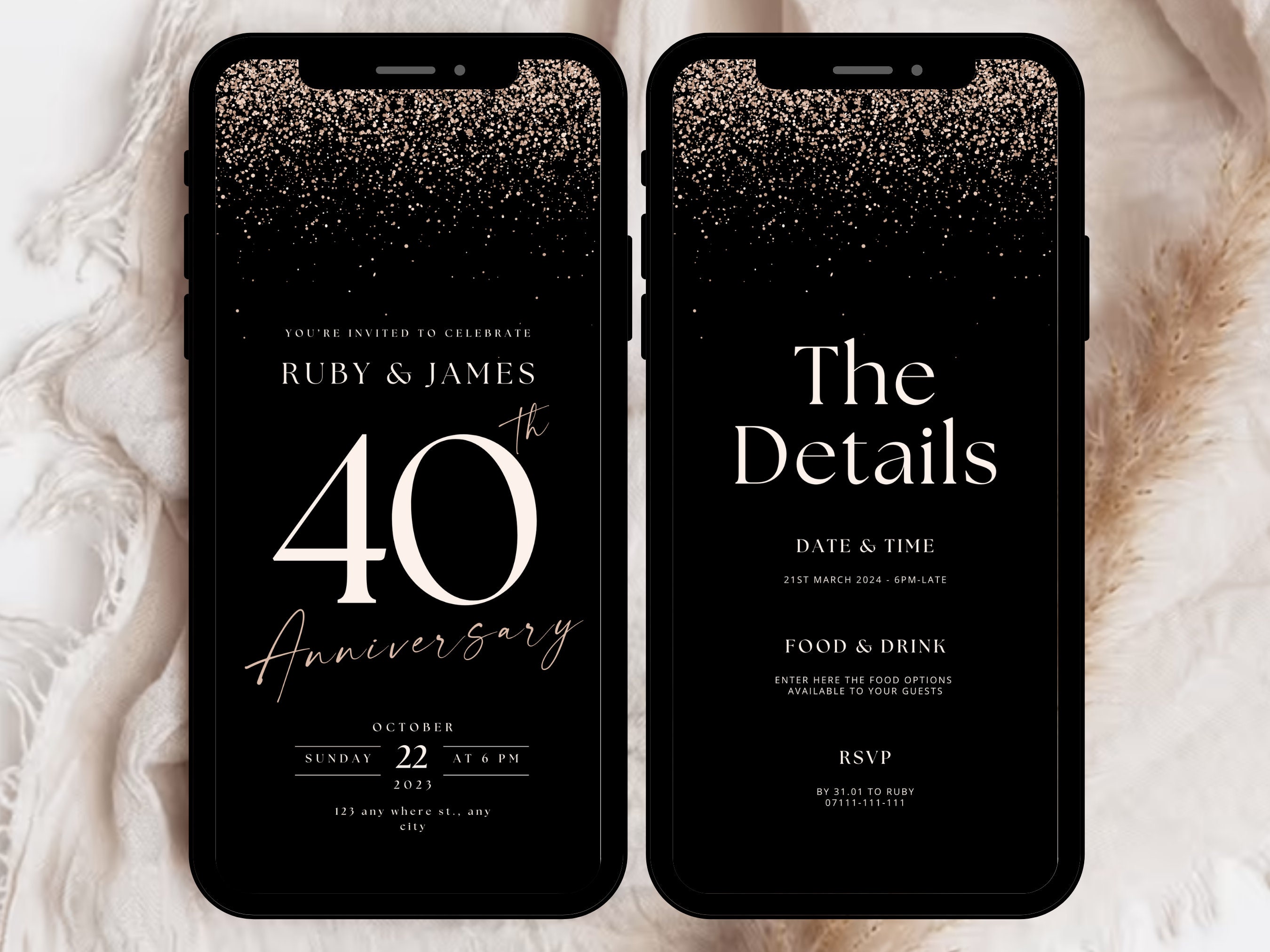 40th Anniversary Party Invite, 40th Anniversary Invite, 40th Wedding Anniversary Invite, Wedding Anniversary Evite, Ruby Anniversary Invite