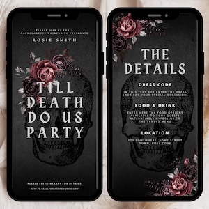 Bride or Die Bachelorette Party Invite, Till Death Do Us Party Bachelorette Invite, Gothic Bachelorette Party Invitation, Skull Bachelorette
