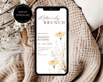Editable Mothers Day Brunch Invitation Template, Mothers Day Digital Invitation, Floral Mother's Day Invite, Digital Mums Day Invitation