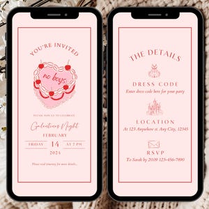 Digital Galentines Party Invitation Template, Galentine’s Girls Night Evite, Valentine’s Party Digital Invite, Retro Heart Cake Invitation