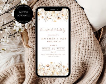 Editable Mothers Day Brunch Invitation, Digital Mothers Day Invitation Template, Floral Mother's Day Digital Invite, Mums Day Invitation