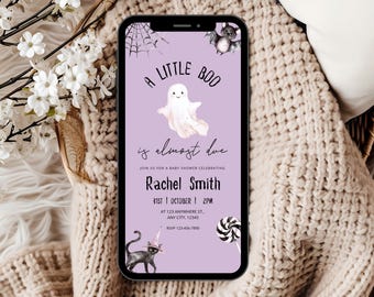 Plantilla de invitación para baby shower de Halloween de Little Boo