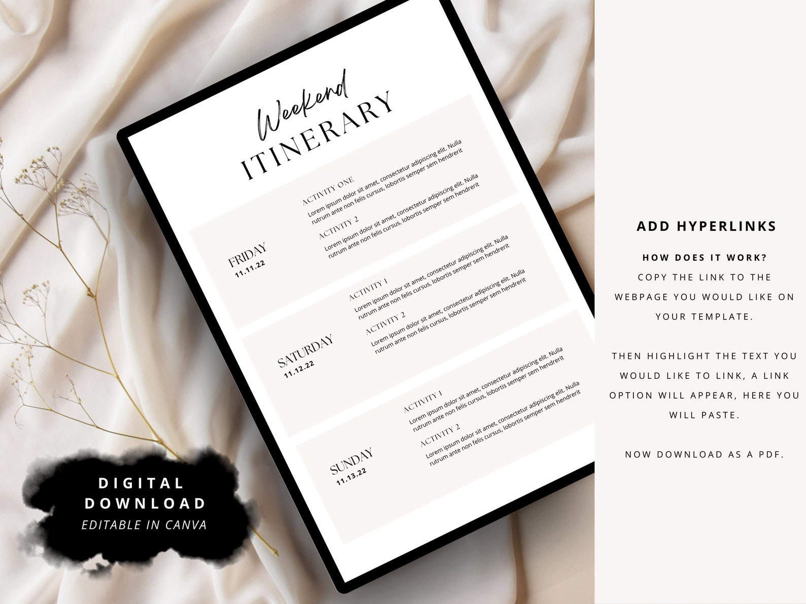 Bachelorette Weekend Template Itinerary Planner, Bachelorette Weekend ...