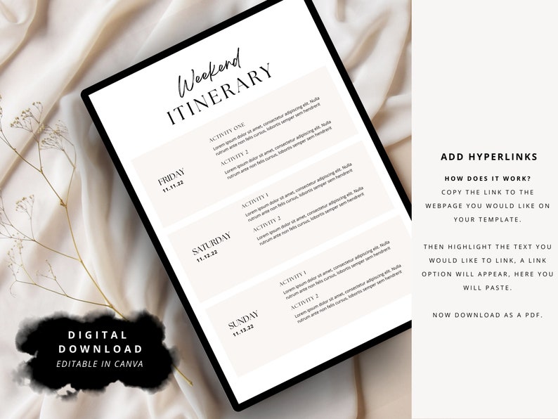 Bachelorette Weekend Template Itinerary Planner, Bachelorette Weekend ...