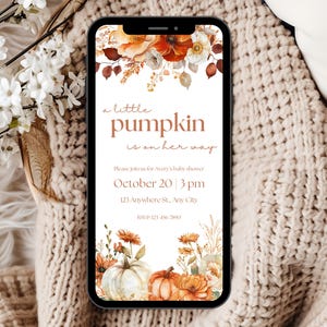 Falling in Love Baby Shower Invitation Template, Fall Baby Shower Invite, Little Pumpkin Baby Shower Invite, Boho Autumn Baby Shower Invite
