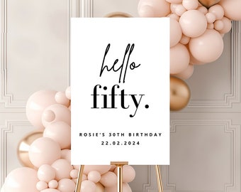 50th Birthday Welcome Sign Template, Milestone Party Decor (Digital)