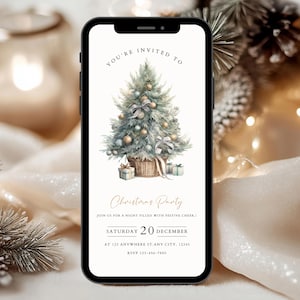Christmas Trees Party Invitation Template, Editable Christmas Holiday Party Invite, Christmas Party Instant Download Invite, Xmas Invite