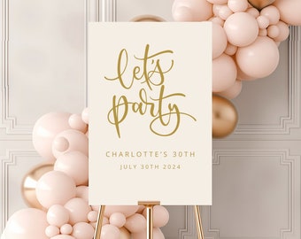 Let's Party Welcome Sign Template, 30th Birthday Welcome Sign, Welcome Party Sign Template, 30th Birthday Party Custom Sign