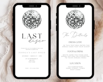Last Disco Bachelorette Invitation, Disco Ball Theme (Digital Invite)
