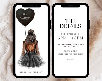 Electronic Divorce Party Invitation, Black Dress (Digital Download)