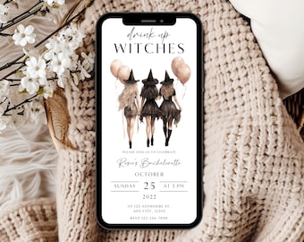 Where My Witches At Bridal Shower Invitation, Gothic Bachelorette Party Invitation, Editable Witch Invite, Halloween Bachelorette Invite