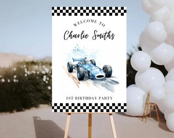 Fast One Birthday Sign Template, Racecar Welcome Sign Decorations, Fast One Birthday Party Sign, Race Car Birthday Sign, Racecar Birthday