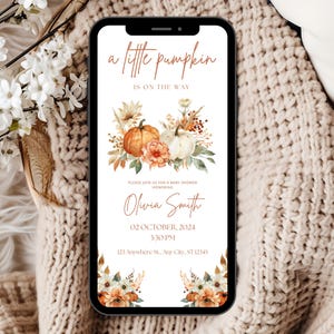 Rustic Fall Baby Shower Invitation Template Editable, Little Pumpkin Baby Shower Invite, Falling in love Babyshower Invite, Boho Fall Shower