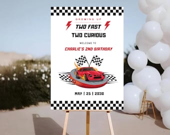 Racecar Welcome Sign Decorations, Two Fast Birthday Sign, Race Car Welcome Sign, Race Car Birthday Sign 2nd, Racing Car Birthday Board