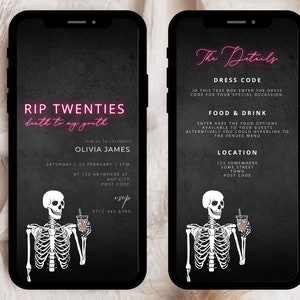 RIP 20s Invitation, RIP Twenties Party Invitation, 30th E-Invite, Black RIP Digital Birthday Invitation, Online Invite 30th, Death to Youth