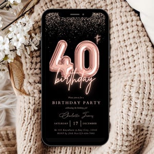 Editable 40th Birthday Party Invitation Template, Digital 40th Birthday Invitation, Digital 40th Invitation, 40th Birthday Electronic Invite