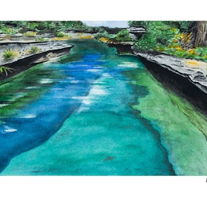 5x7 Frio Rivier - Laity Lodge Aquarel