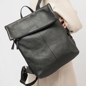 XL svart läderryggsäck, unisex grekisk läderväska