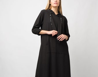 Oversized Cotton Maxi Dress, Longsleeve Winter Dress