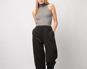 Wide Leg Trousers/Loose Black Pants/High Waist Pants/Elastic Waist Pants/All time Clasic Pants/Extravagant Black Pants/Baggy Women Pants