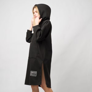 Hoodie Dress/Sweatshirt Dress/Black Hoodie Dress/Sweater Dress/Women&#39;s Tunic Hoodie