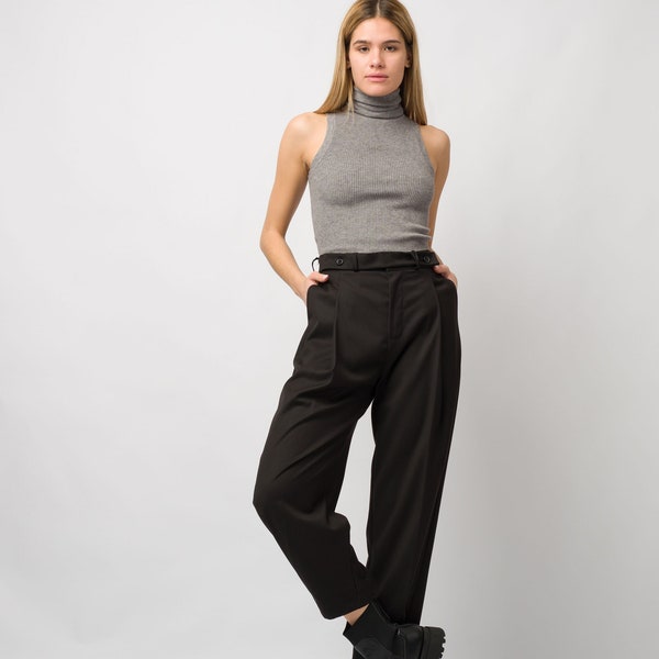 Weite Hose bein/Lockere Schwarze Hose/High Waist Pants/All time Clasic Pants/Extravagante schwarze Hose/Baggy Damen Hose