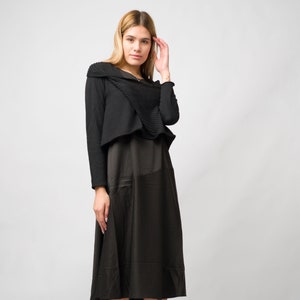 Oversized Midi Black Dress/Plus Size Long Dress/Longsleeve winter dress/Comfy everyday dress