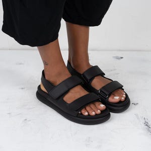 Black slides sandals women,Slip On sandals,Classic Sandals, Summer Shoes for women, Leather Strap Sandals, Made in Greece  leather sandals