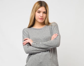 Oversize  Long Sleeve Top/Extravagant Gray Sweatshirt/Plus Size Shirt/Casual Loose Tunic