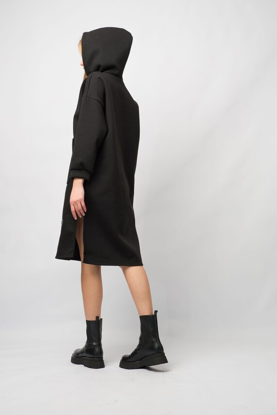 Hoodie Dress sweatshirt Dress black Hoodie Dress sweater Dress women s Tunic Hoodie Etsy UK