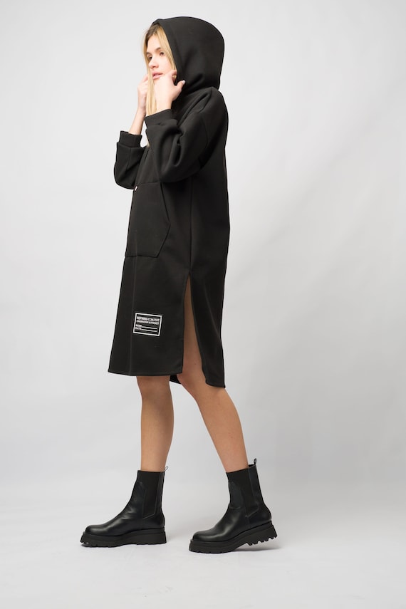 Hoodie Dress sweatshirt Dress black Hoodie Dress sweater Dress women s Tunic Hoodie Etsy UK