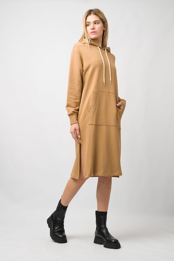 brown hoodie dress Camel Cotton With Pockets, Casual Oversized Fit Select your size:9.5 perfectly placed to take color-corrected Lovebirds Dress in Rose