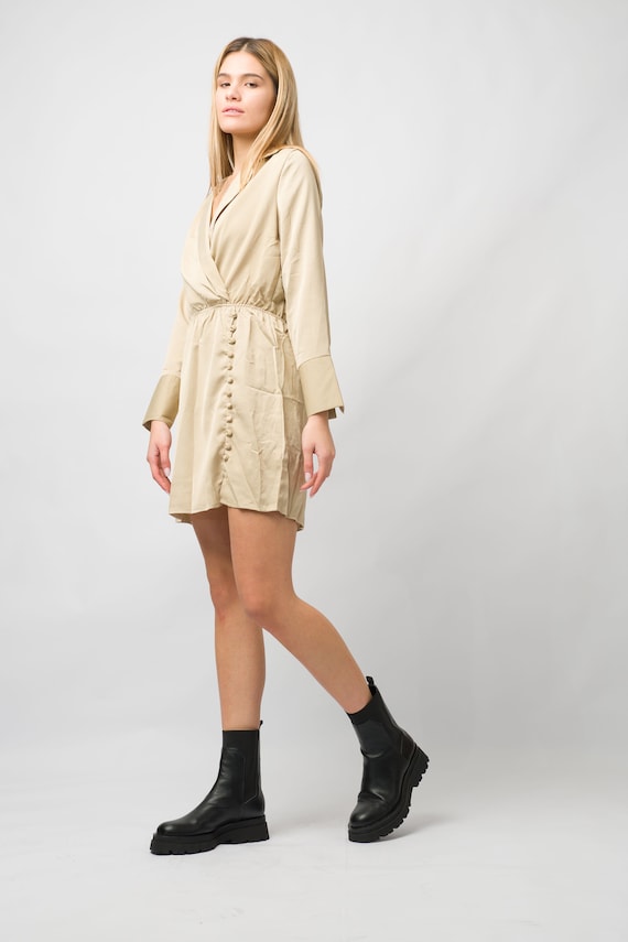 formal wrap dress mini Elegant Black Wrap Mini Cocktail Dress