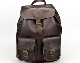 Genuine leather backpack in Brown