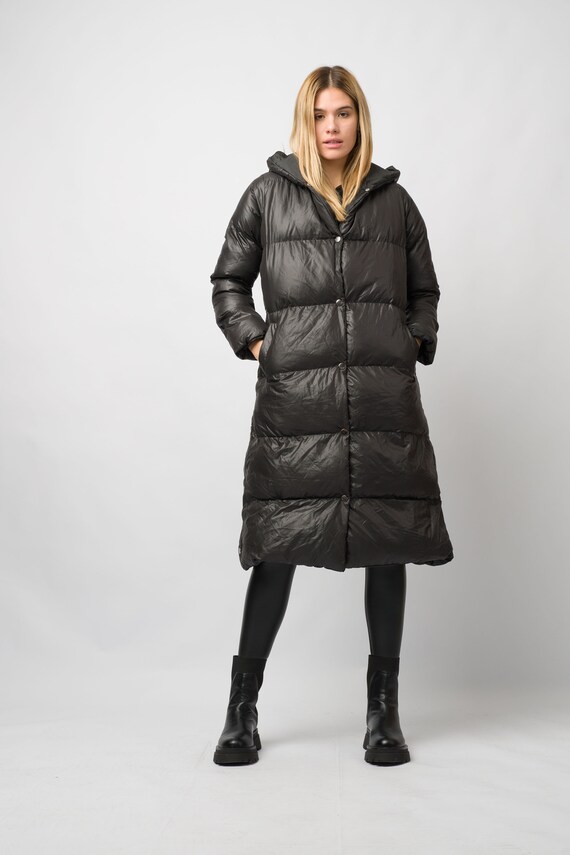 Manteau extra chaud à capuche noir matelassé/Veste imperméable
