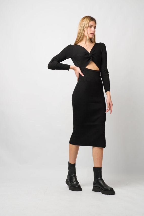 black dress cutout Black Off Shoulder Maxi Dress
