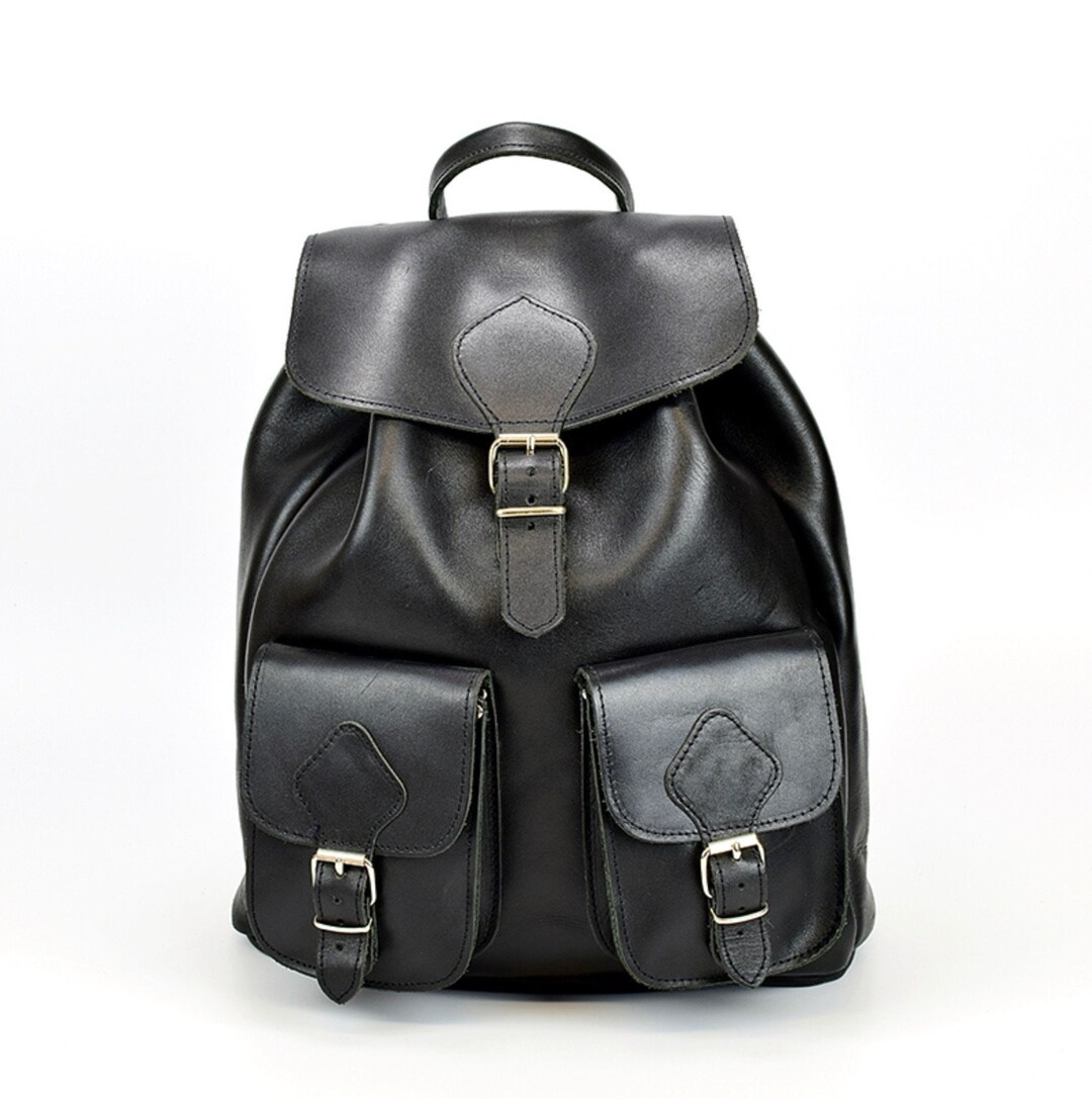 Genuine Leather Backpack in Black - Etsy Genuine Leather Backpack in Black - Etsy